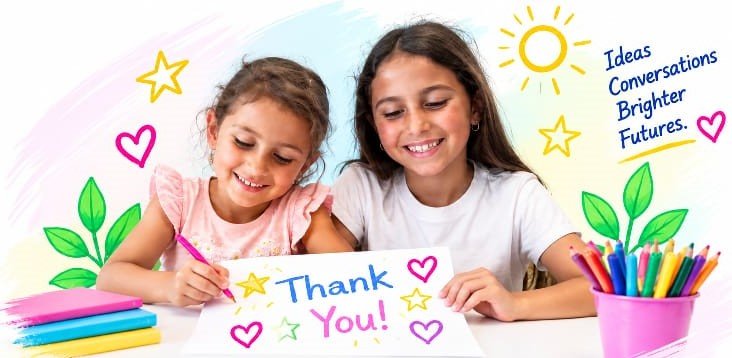 A Bright Dreamer writing a thank-you card